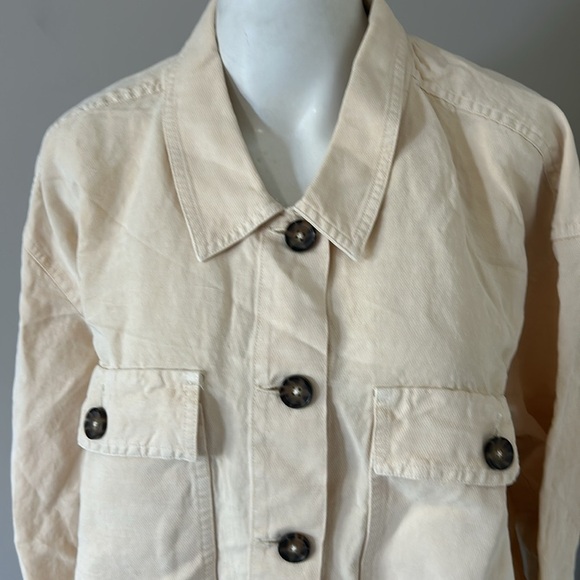Marine Layer Holland Crop Jacket Natural Pockets Linen Lyocell Sz XL NEW - Picture 3 of 15